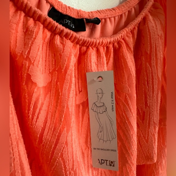 Coral Peach on / off shoulder 2 layer dress - Picture 10 of 10